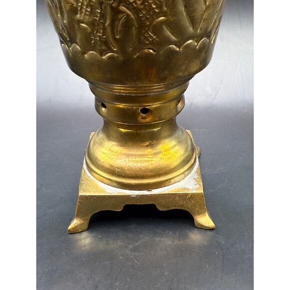 Rustic Mini Small 6” Somovar Intricate Grape and Floral Design Bronze Color - Picture 3 of 4